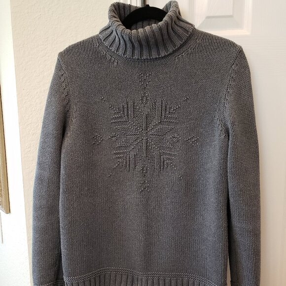 Ralph Lauren Chunky Snowflake Turtleneck Sweater - Gray -Size S - Picture 1 of 5